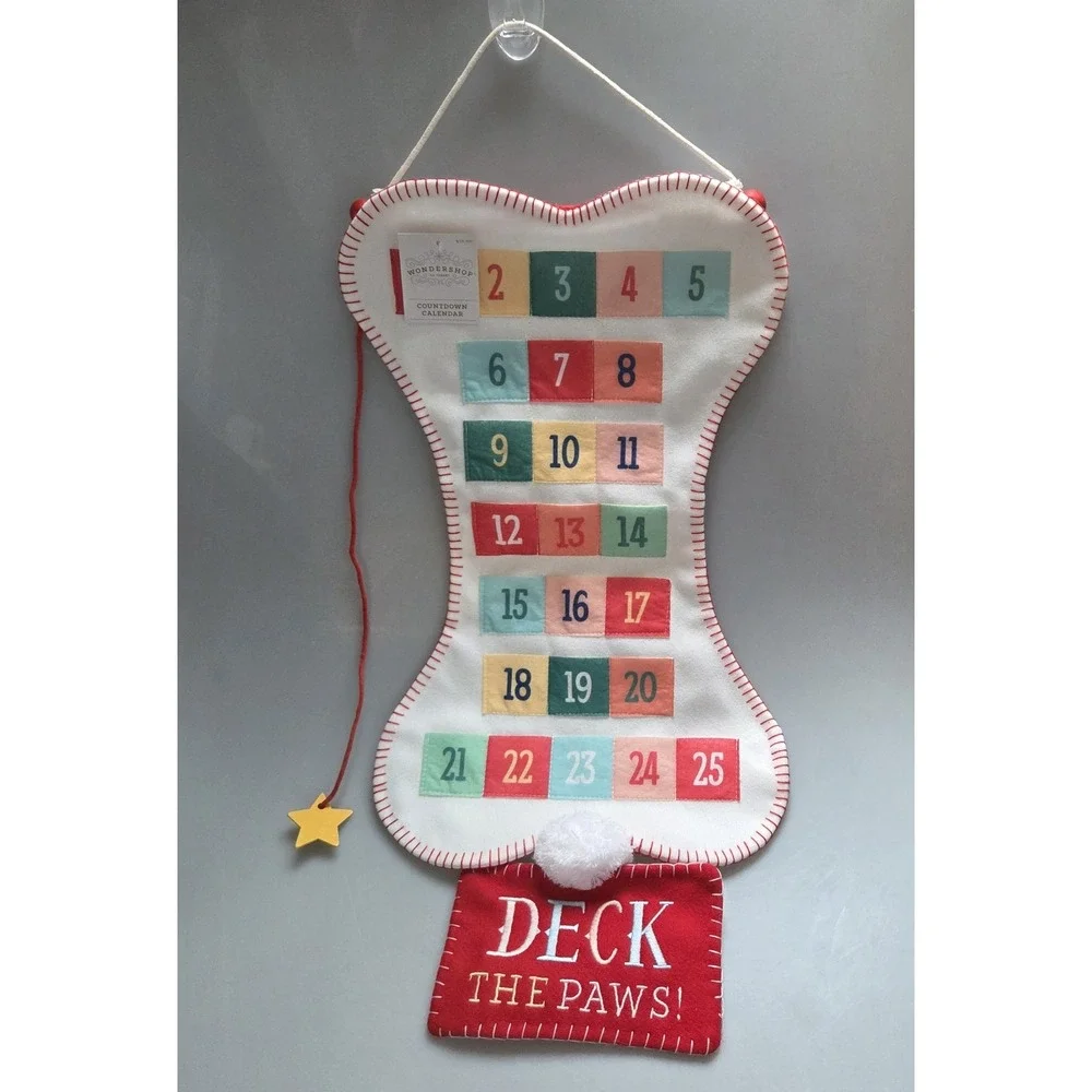 Felt Dog Bone Deck the Paws‎ Advent Countdown Calendar Puppy Wall Hanging